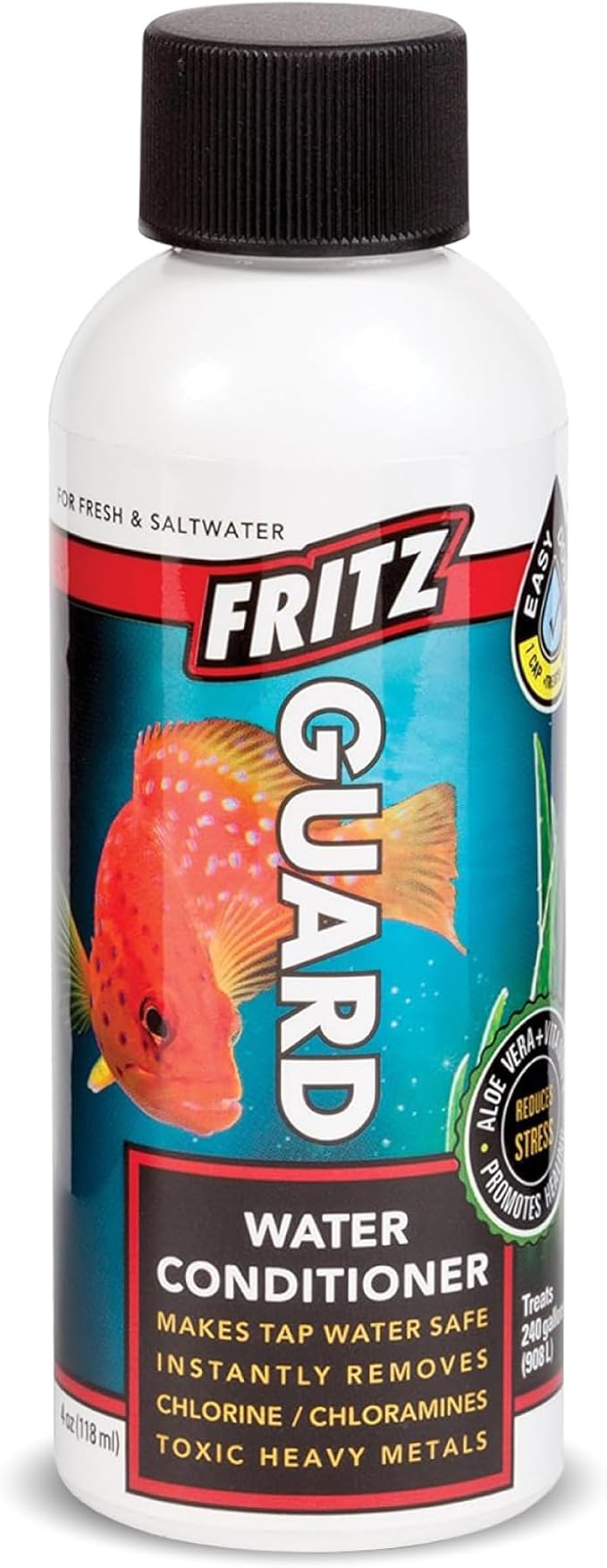 Fritz Aquatics FritzGuard Water Conditioner/Dechlorinator Makes Tap Water Safe for Fresh & Salt Water Aquariums (4-Ounce)